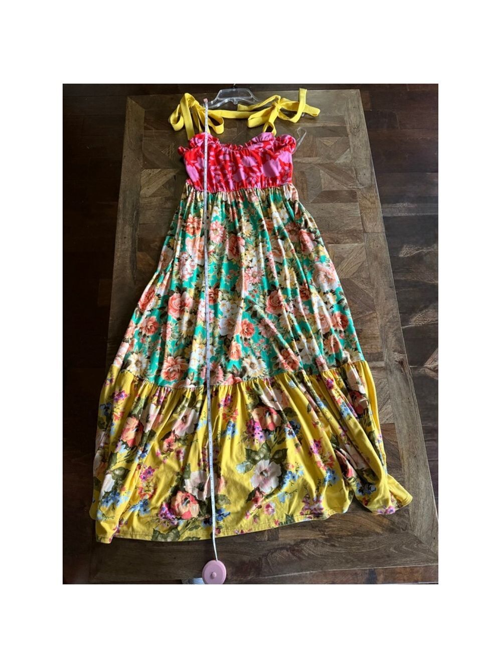 Women's Haptics by Holly Harper Floral Maxi Dress Green/Yellow Size s - Picture 4 of 5